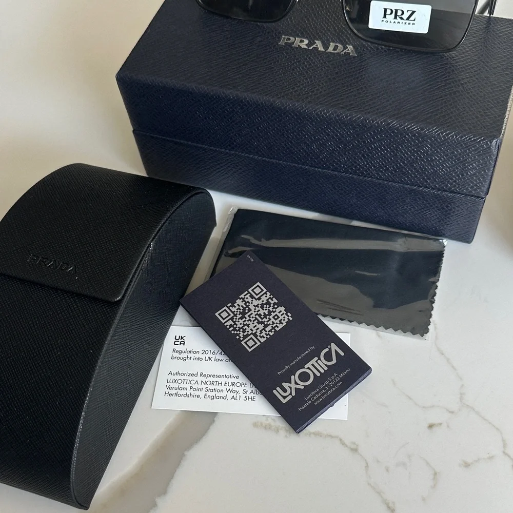 Prada Black Rectangular Sunglasses - Picture 10 of 12